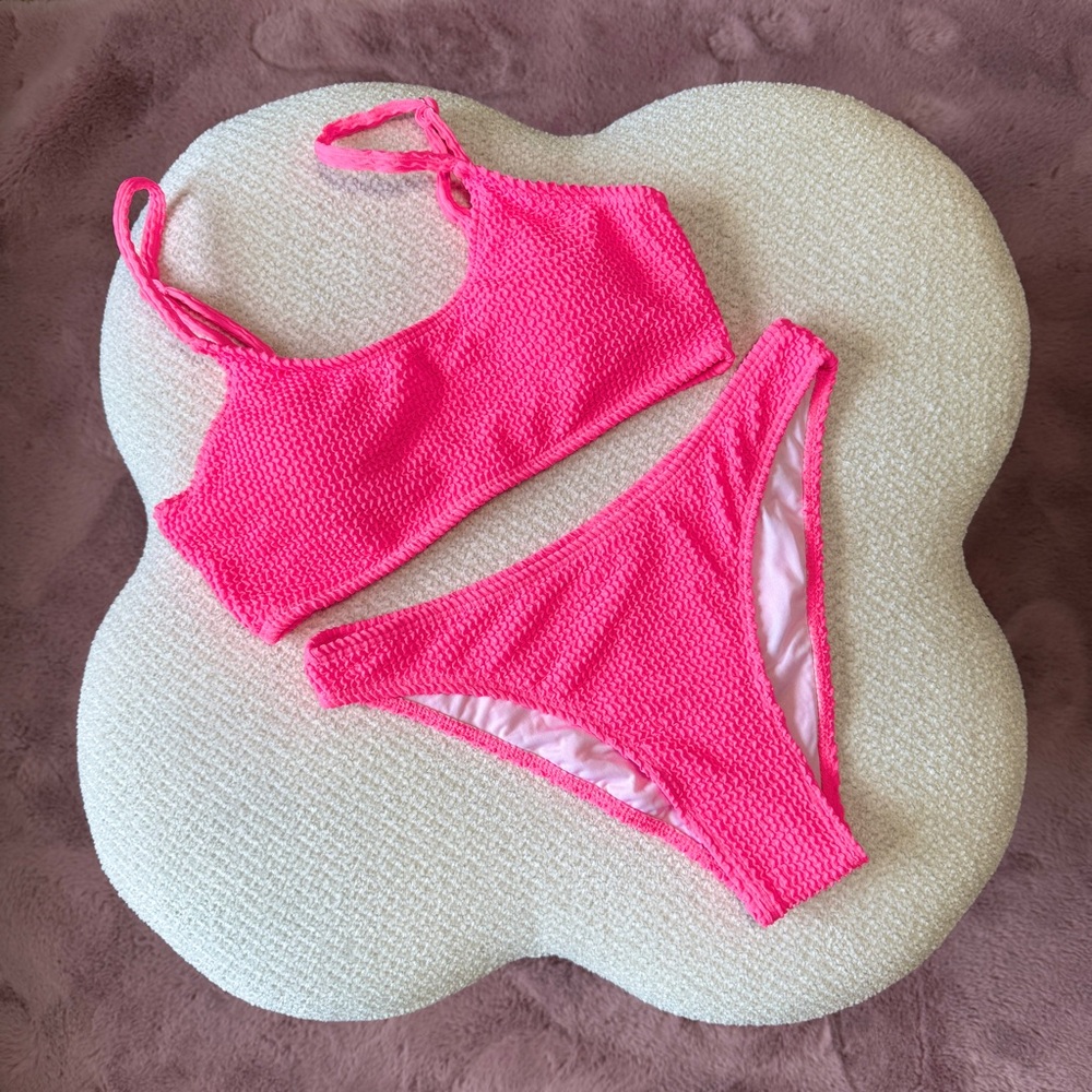 Pink Seersucker Bikini Set